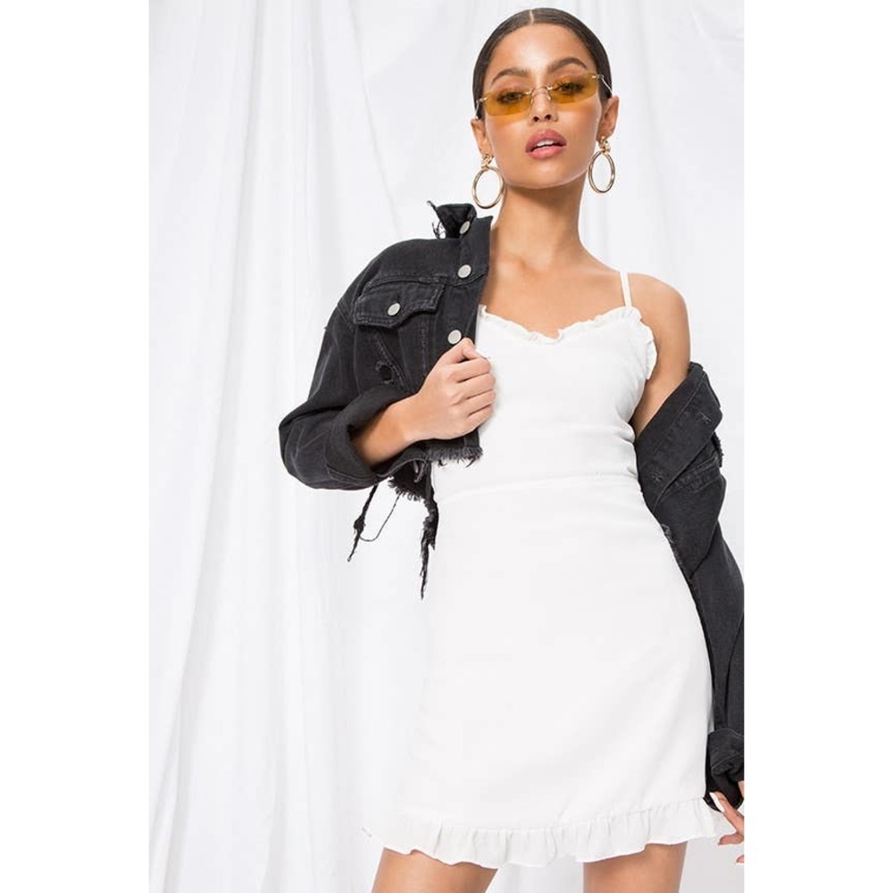 Superdown Women's New White Charlee Frill Cami Dress Size Xl